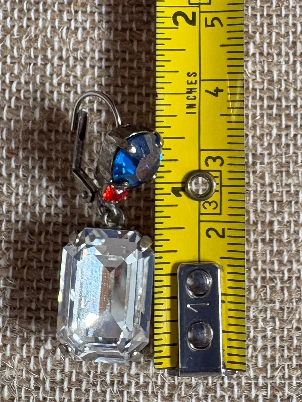 Sorrelli Crystal Drop Dangle Earrings - Clear, Orange and Royal Blue